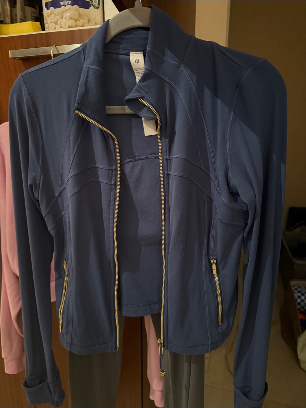 lululemon athletica Navy Bomber Jacket with Gold Zippers